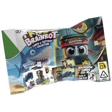 Holograficzne karty Brainrot z tatuażami